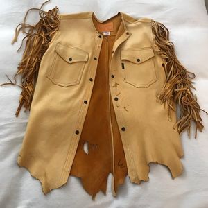 Vintage 60s Festival Natural Fringed Leather Vest